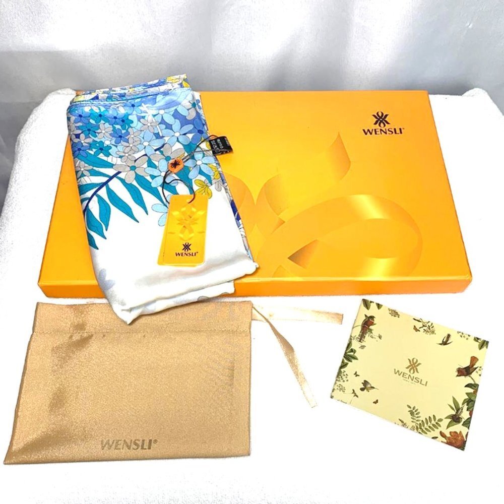 WENSLI Silk Floral Scarf With Gift Box